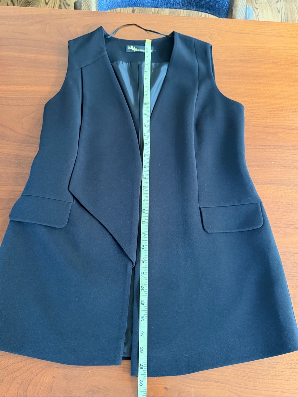 ADL Black Sleeveless Draped Long Vest-Size M - Picture 6 of 10